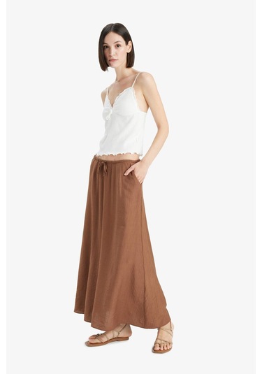 Defacto A Kesim Normal Bel Krinkıl Kumaş Midi Etek F6501ax25smbn320 Kahve Defacto A Kesim Normal Bel Krinkıl Kumaş Midi Etek F6501ax25smbn320 Kahve