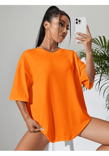 Uyguntarz Unisex Van Gogh Baskılı Oversize Tshirt Turuncu