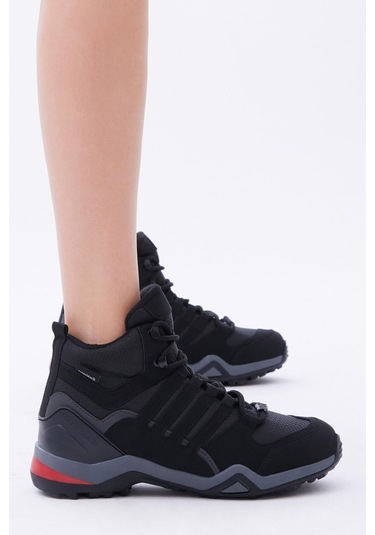 Rahat Kalıp Yanı Şerit Detaylı Bağcıklı Unisex Siyah Füme Trekking Bot Tb242-0 Siyah Füme