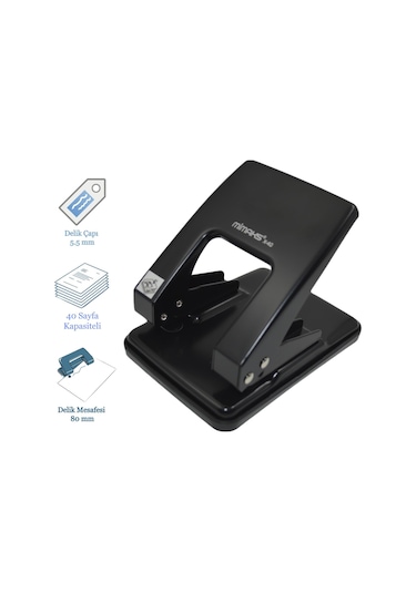 Mimaks X-40 Büyük Boy Metal Delgeç Arşiv Tipi 40 Sayfa Kapasiteli Siyah