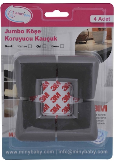 Minybaby Kauçuk Jumbo Köşe Koruyucu 4'lü Kahve Çok Renkli