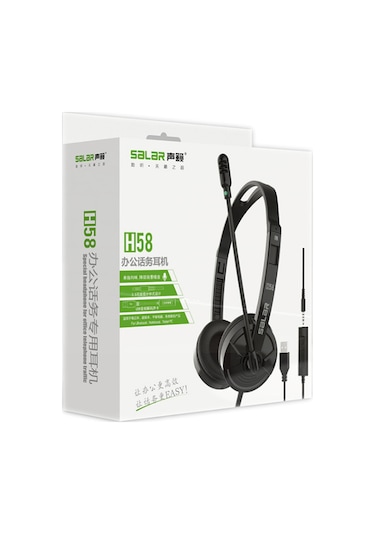 Shineyee H58 Usb + 3.5mm Kablolu Başlık Tipi Kulaklık - İş Ofisi Konuşma Ve Müzik İçin Yönlü Mikrofonlu