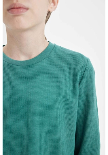DeFacto Erkek Çocuk Pijama Takım Uzun Kollu Waffle Üst Beli Lastikli Uzun Alt D5343A824WNGN754 DeFacto Erkek Çocuk Pijama Takım Uzun Kollu Waffle Üst Beli Lastikli Uzun Alt D5343A824WNGN754