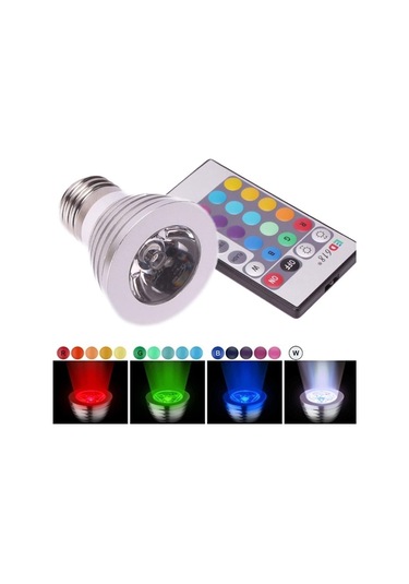 E27 3w Rgb Renk Değiştiren Spot Lamba, Ir Uzaktan Kumanda İle Ruh Hali Aydınlatması, Renkli Led Ampuller, Dimmable 85-265v Gümüş