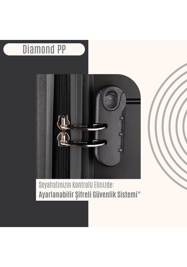 Npo Diamond Pp Polipropilen Kabin, Orta Ve Büyük Boy 3'lü Kırılmaz Valiz Seti-siyah Siyah