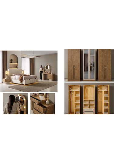 Santorini Mdf Yatak Odası Takımı Modüler Dolaplı
