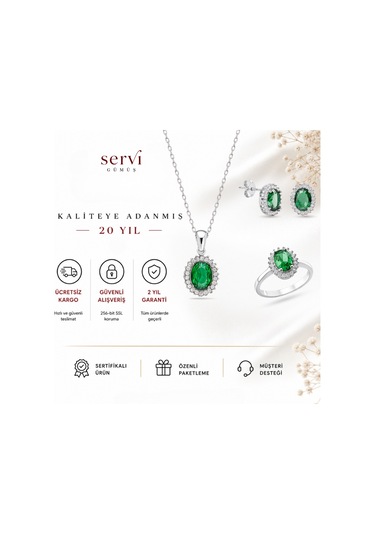 Servi 925 Ayar Gümüş Oval Anturaj Set-76