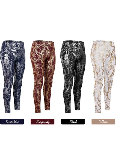 Springsun Yılan Desenli Yüksek Bel Yoga Taytı - Ter Emici Spor Pantolon SiYAH