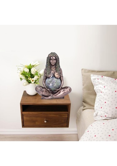 Yaozixa Gaia Tanrıça Heykeli, Reçine Materyal, Üç Boyutlu Relief, Doğa Ve Yaşam Sembolü, Kahverengi Dekoratif Figür Diğer