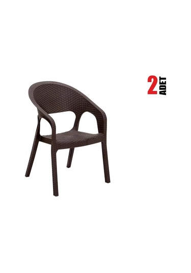 2 Adet Garden Kahve Sandalye Balkon Bahçe Teras Kahve