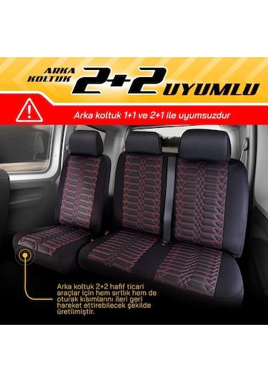 Panda Proline Serisi Jakar Kumaş Ticari Oto Koltuk Kılıfı Siyah - Kırmızı