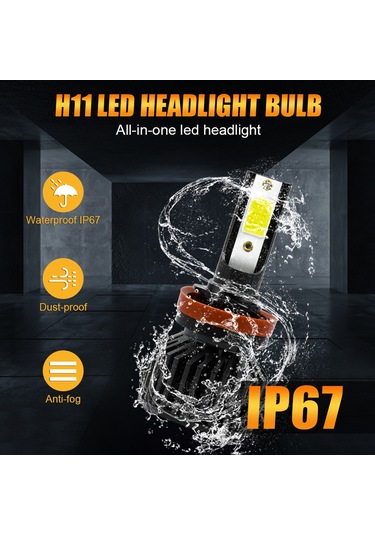 Geeksen H11 Arayüzlü 6000k Soğuk Beyaz Led Araç Farı Seti - 8000lm Parlaklık, Ip67 Su Geçirmez, Fanlı Soğutma, Plug & Play