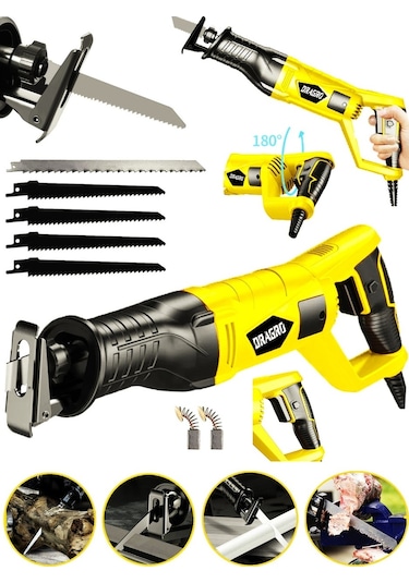 Dragro GRZ-tlk9000 Sarı 5 Uç 9000 Sjs 6 Kademe Devir Ayarli Bakir Sargili Beton Tuğla Kemik Kesme Tilki Kuyruğu