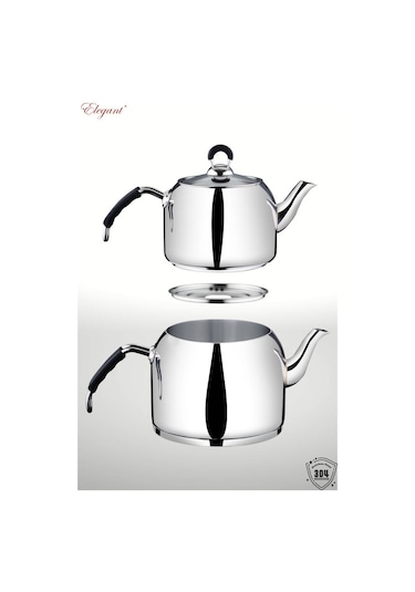 Mirage Aile Boy Silikonlu Çelik Kulplu Çaydanlık Takımı Çelik