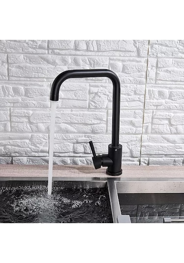 Siyah Mat Mutfak Eviye Bataryası Lavabo Musluğu Matte Black