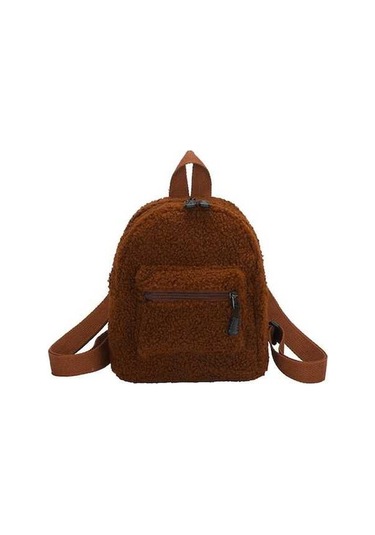 Novahub Vintage Kuzu Yünü Kadın Sırt Çantası, Brown Renk, Mini Boy, Sonbahar Kış Tarzı Brown