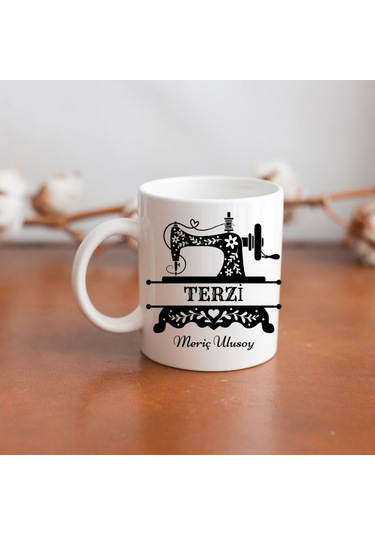Terzilere Özel Tasarımlı İsim Yazılabilir Hediye Kupa Bardak Renk