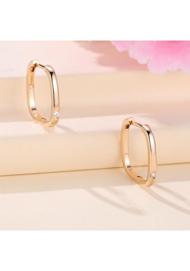 Lüks Altın Rengi Geometrik Kare Halka Küpeler Kadınlar İçin Minimalist Küçük Daire Küpe Trend Düğün Takısı