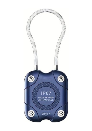 Elmpaly Koyu Mavi Havalandırmalı Airtag Kılıfı Tel Kablolu Güvenli Kilit Anahtarlık