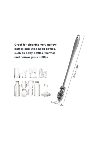 Flybuy Süt Şişesi Temizleme Fırçası, Kauçuk Kıllı, Uzun Saplı, Vakumlu Matara Ve Termos Fırça