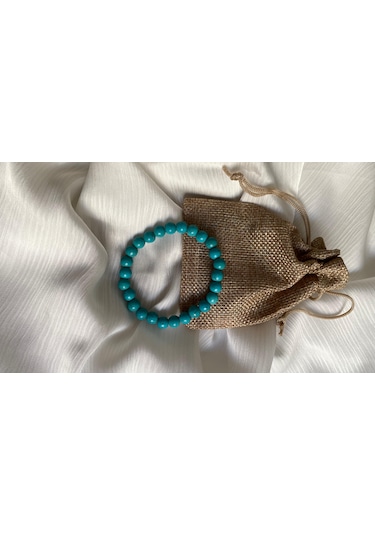 Kese Hediyeli Turkuaz Doğal Taş Bileklik Turkuaz