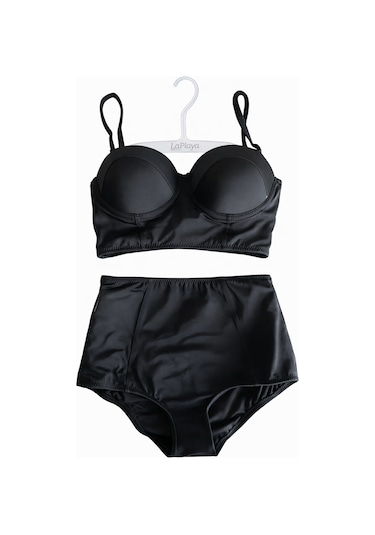 Zi Siyah Yüksek Bel Bikini Alt Üst Takım