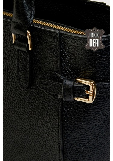 Hakiki Deri Kadın El Çantası Siyah Smr7922 Siyah