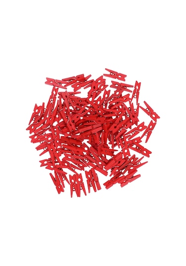 Gösterildiği Gibi-100 Adet Ahşap Ataşlar Ahşap Clothespins Asılı Po Resimleri Boyama Noel Dekorasyon Ev Dekor Kırmızı