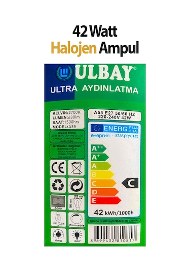 Halojen Ampul 42 Watt Dimmer Uyumlu