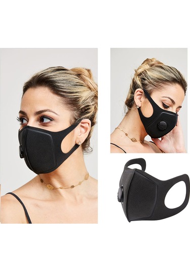 Vkemall Sponge Solunum Klapani Maskesi - Toz Piyango Kuru Havalara Koruma, Islaklastirma Ve Isinma Saglar, Siyah, Yıkama Uygun, 1 Adet