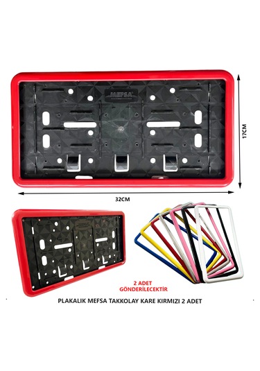Plakalık Plastik Tak Kolay Kare Kırmızı Çerçeveli 2 Adet
