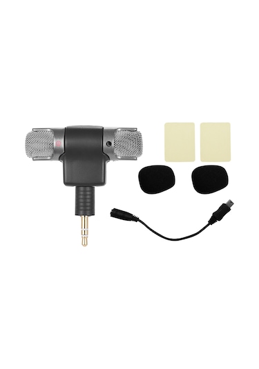 Fosenze Gopro Hero 3/3+/4 Ve Aee Spor Kameraları İçin Stereo Mikrofon - Ses Kalitesini Artırır - 3.5mm'den Mini Usb'ye Adaptör Kablosu Dahil