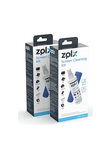 Zolx Ekran Temizleme Seti 2 x 250 ML + Mikrofiber Bez