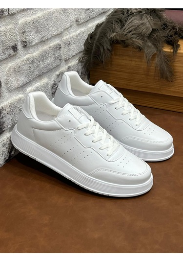 Ortopedik Büyük Numara Rahat Hafif Yumuşak Dark Step Erkek Spor Ayakkabı Beyaz