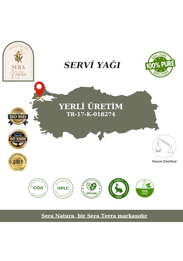 %100 Saf Servi Uçucu Yağı 10 Ml - Doğal Aromaterapi Ve Masaj Yağı Cypress Oil 10 ML