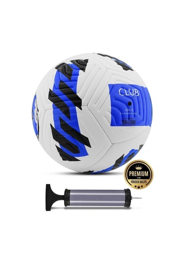 Mavi Yeni Desenli Futbol Topu 4 Astarlı No:5 480 Gr + Pompa Hediyeli X507 Mavi - Beyaz