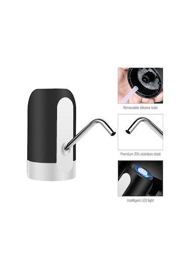 Leezsing Otomatik Elektrikli Su Pompası Galon Su Sebili Şarj Edilebilir Evrensel Gürültüsüz Su Isıtıcısı Pompası Usb Kablosu Siyah