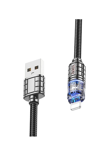 Hoco. U122 1.2m Lantern Usb To Lightning Şarj Data Kablosu - Siyah
