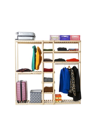 Doğal Ahşap Elbise Dolabı Ahşap