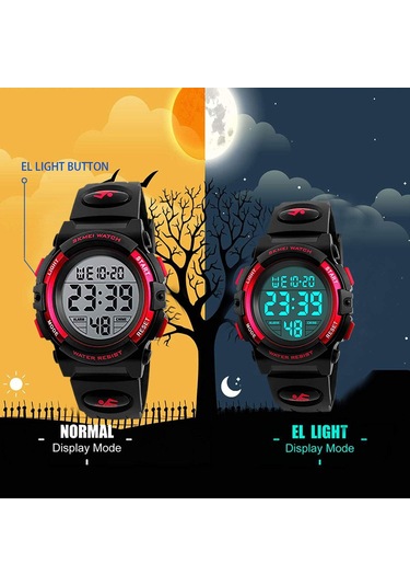 Çocuklar İçin Dijital Spor Saati Erkek Kız Erkek Su Geçirmez Günlük Elektronik Analog Kuvars 7 Renkli Led Saatler Alarm Kronometre Silikon Bantlı Aydınlık C Diğer