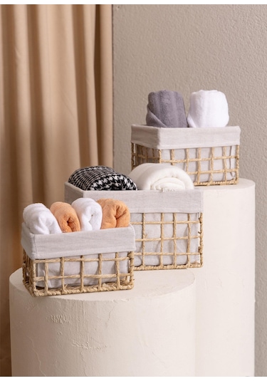 The Mia Braid Hasır Organizer Sepet Naturel 22x14x13 Cm