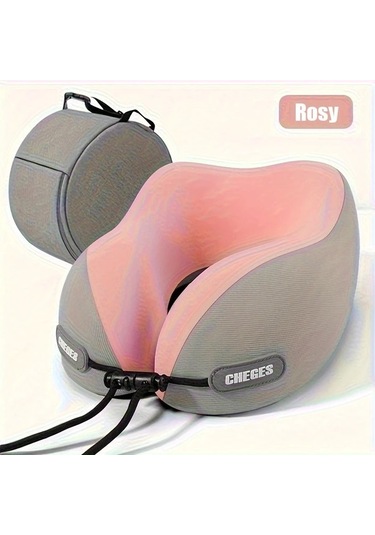 Honeybeeshop Pembe Araba Ucak Seyahat Ve Ofis Icin Ergonomik U Seklinde Boyun Yastigi Depolama Cantali