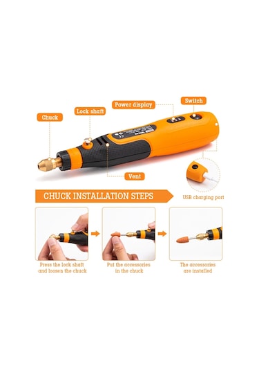 Sones Hılda 3.6v Elektrikli Taşlama Kalemi Hassas Oyma Mikro Elektrikli Matkap, Model: 32'si 1 Arada