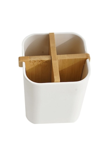 Ximistore9 Biyodegradable Bambü Lifli Organizer Kutusu - Banyo Fırça Tutucu, Masaüstü Ve Mutfak Düzenleyici, Beyaz Beyaz