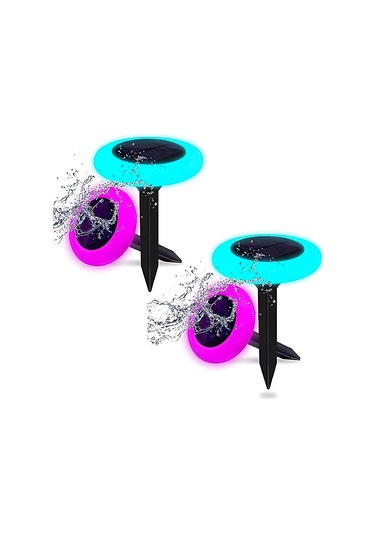 Güneş Enerjili Yuvarlak Saplamalı Rgb Çok Renkli Bahçe Aydınlatma