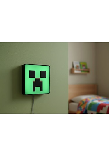 Sincara Home Minecraft Creaper Figürlü Gece Lambası Lightbox Yeşil