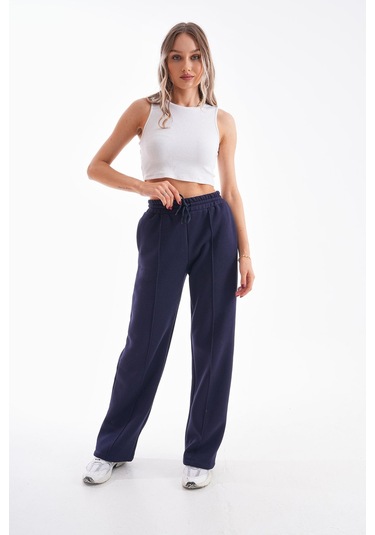 Kallima Çımalı Lacivert Kışlık Şardonlu Bol Paça Eşofman Lacivert