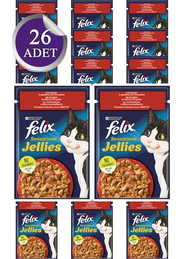 Purina Felix Sensations Pouch Sığır Etli ve Domatesli Yetişkin Kedi Maması 26 x 85 G