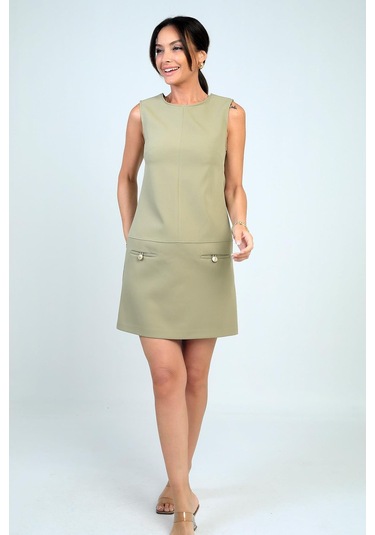Kadın Filoto Detaylı Kısa Elbise-41761 Çağla Yeşili