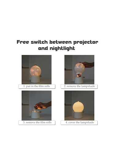 Wezone Pembe Projektör Işık Ve Müzik Kutusu - 3 Işık + 6 Film Seçeneği, Abs Malzeme, 8 Saat Çalışma Süresi Diğer